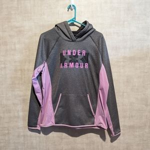 UNDER ARMOUR LARGE PINK AND GREY HOODIE